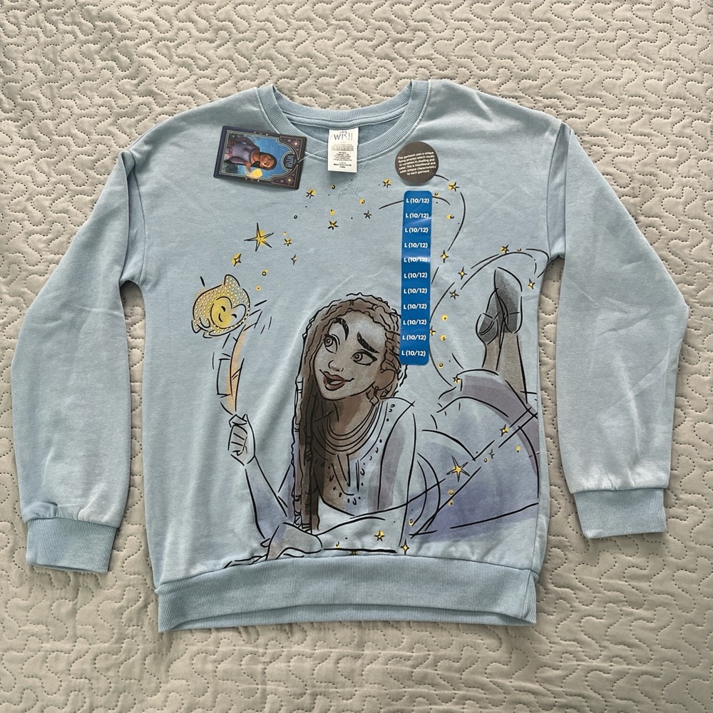 Disney wish girls youth large sweater long sleeve warm pullover Crewneck stretch